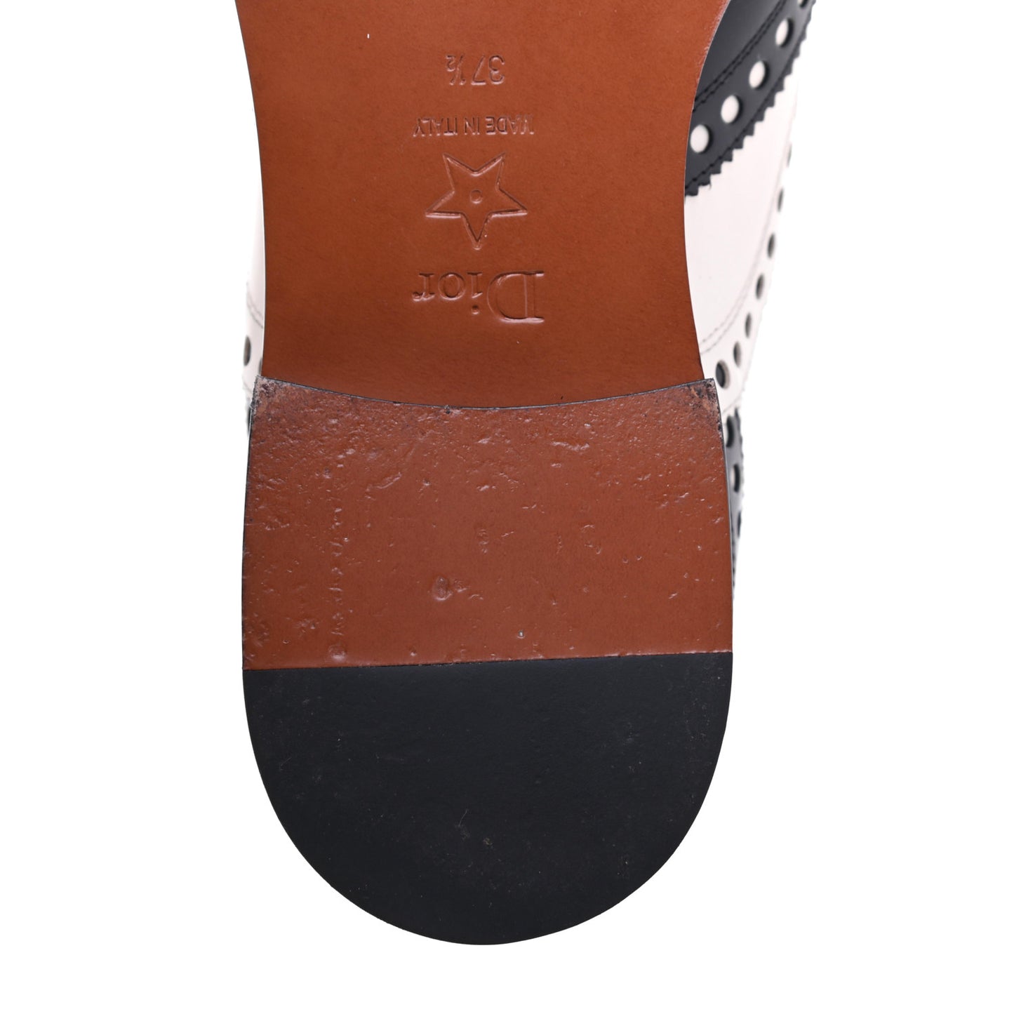 Calfskin Diorunit Oxford Flats 37.5 Black White