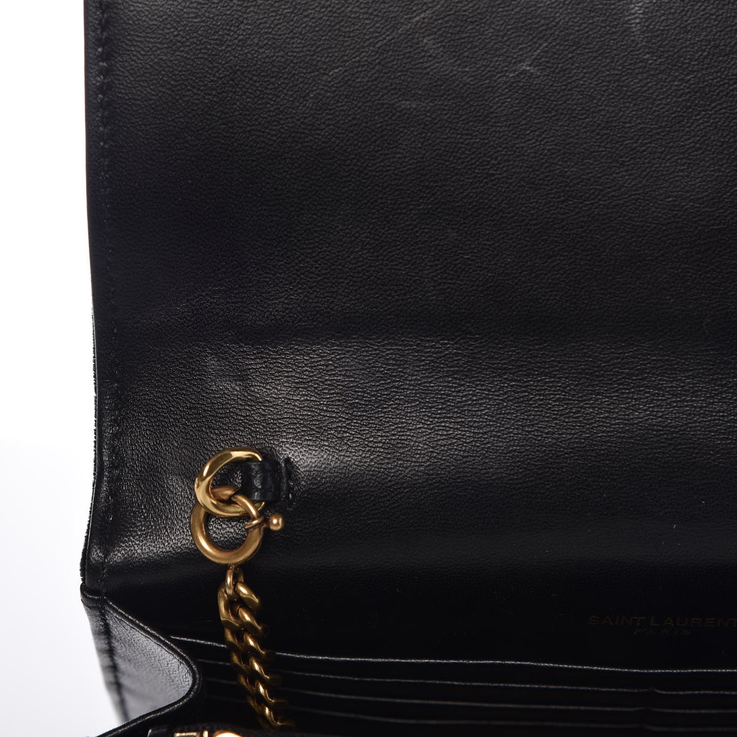 Velvet Crystal Embellished Monogram Kate Chain Wallet Black