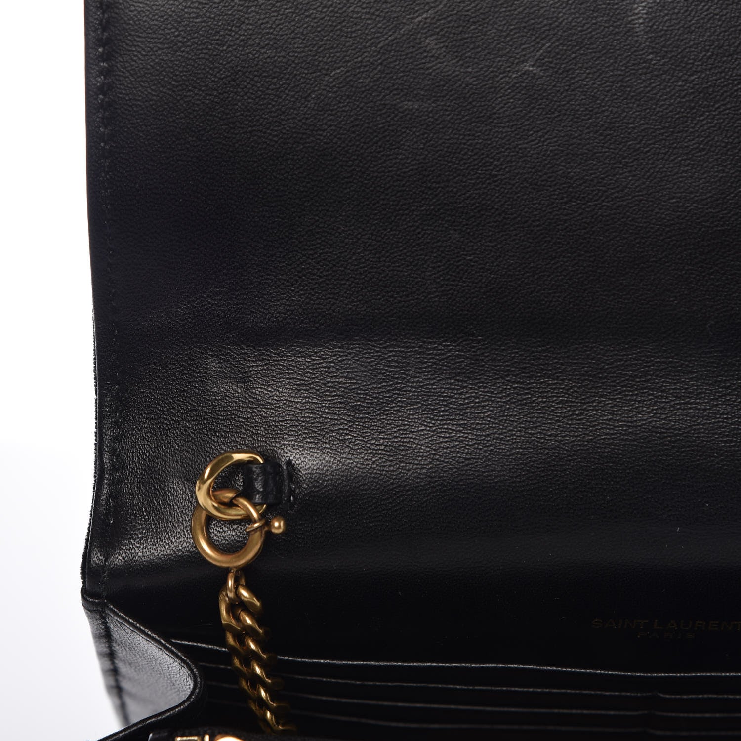 Saint Laurent Velvet Crystal Embellished Monogram Kate Chain Wallet Black 10 of 10