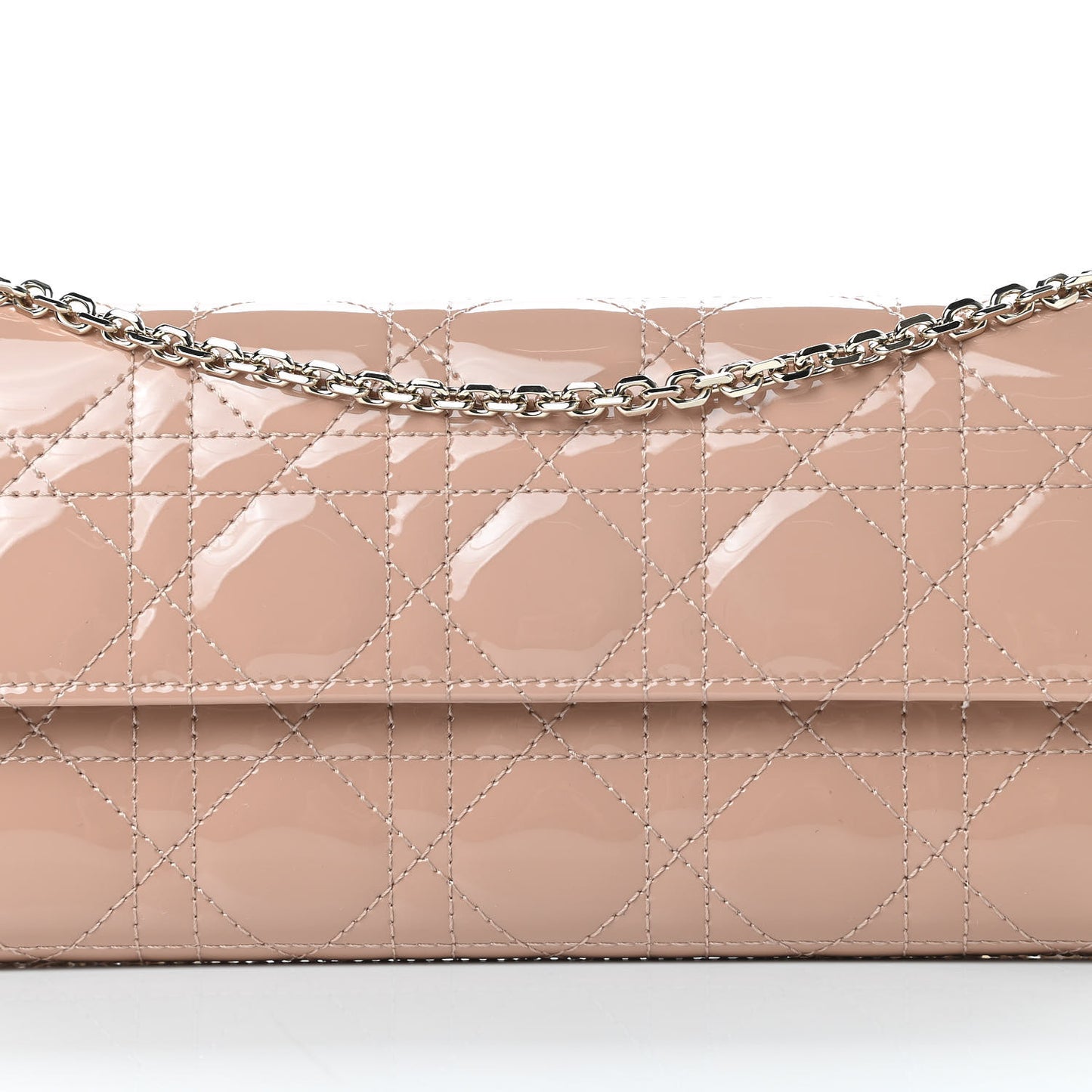 Patent Cannage Lady Dior Wallet On Chain Beige