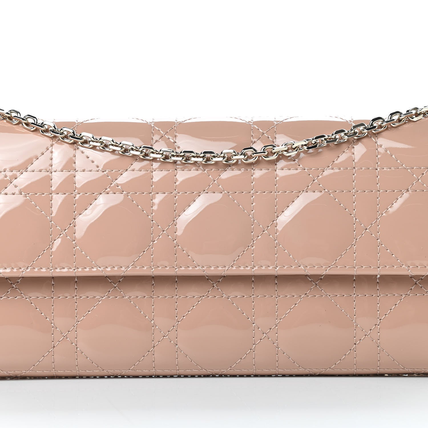 Christian Dior Patent Cannage Lady Dior Wallet On Chain Beige 8 of 11