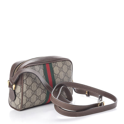 Gucci GG Supreme Monogram Web Mini Ophidia Shoulder Bag Brown 3 of 12