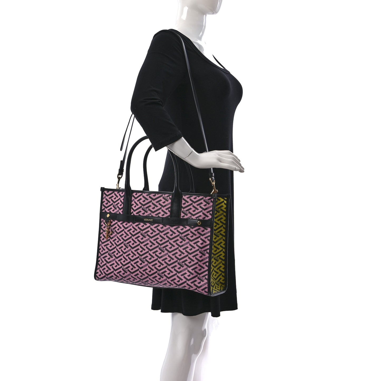 Coated Canvas Calfskin La Greca Signature Tote Bag Multicolor