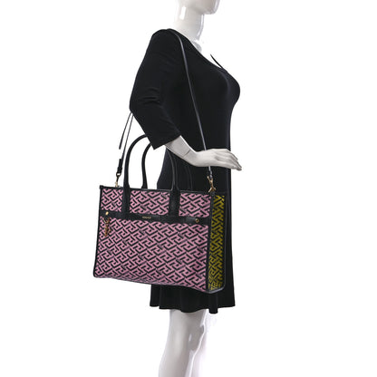 Versace Coated Canvas Calfskin La Greca Signature Tote Bag Multicolor 3 of 11