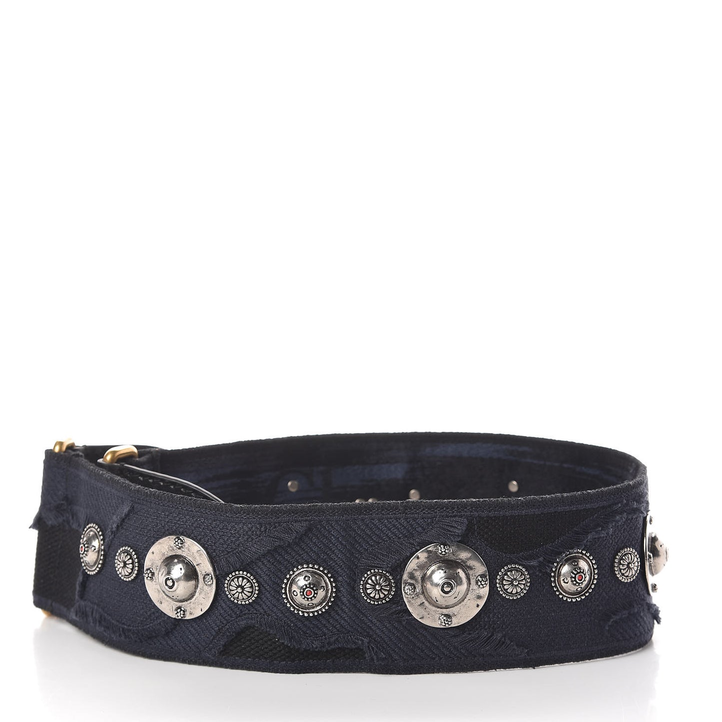 Canvas Embroidered Studded Camouflage Shoulder Strap Blue