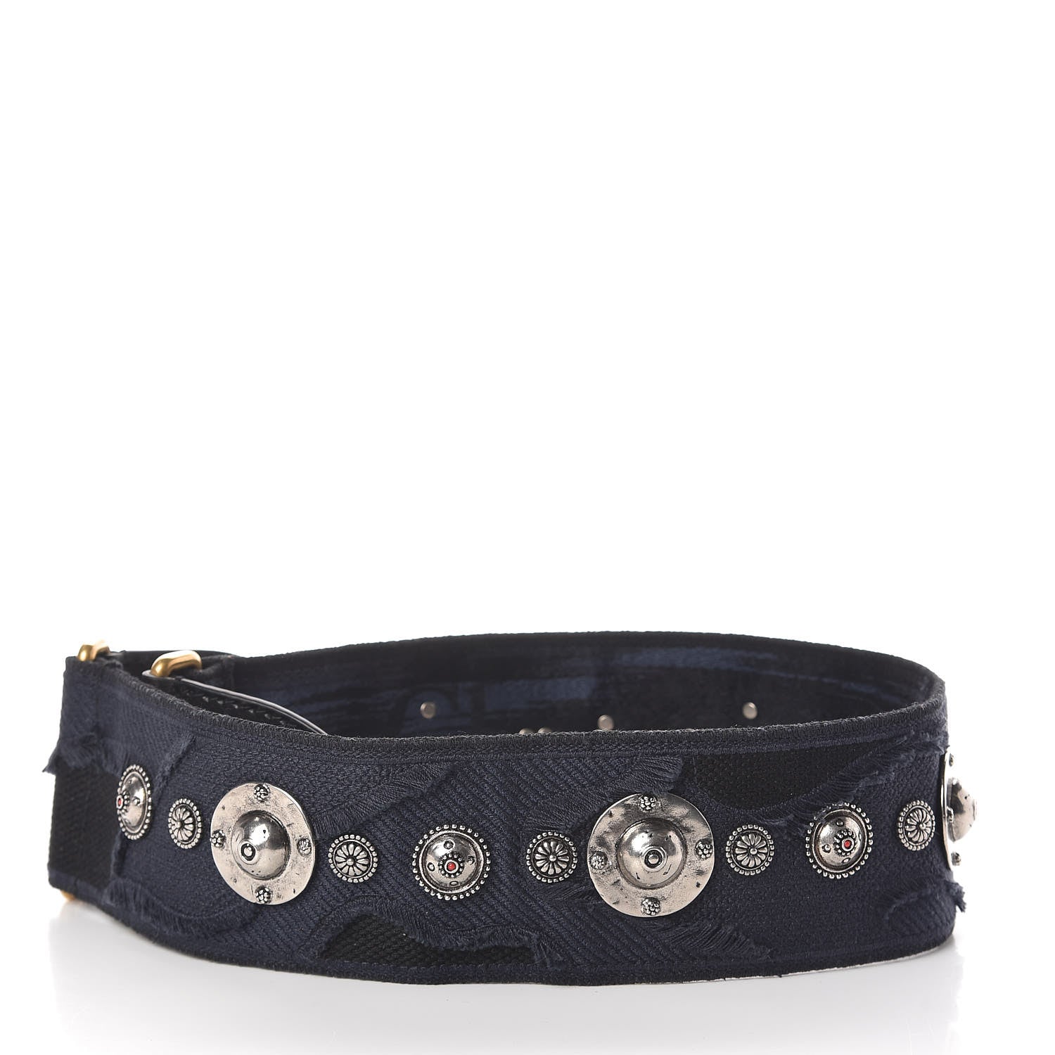Christian Dior Canvas Embroidered Studded Camouflage Shoulder Strap Blue 2 of 3