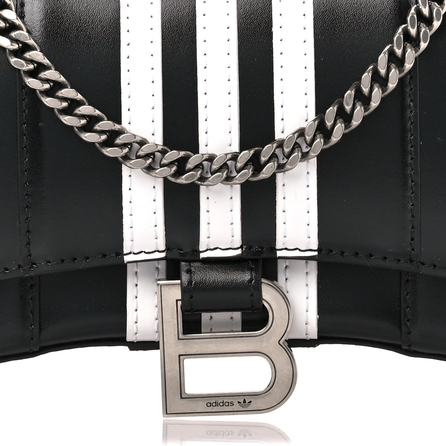Balenciaga X ADIDAS Box Calfskin Hourglass Chain Bag Black 6 of 9