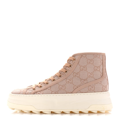Gucci New Canvas GG Monogram Womens Tennis 1977 High Top 55mm Platform Sneakers 37.5 Skin Rose Dark Skin Rose 1 of 11