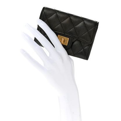 Chanel Metallic Calfskin Quilted Reissue Card Holder Wallet Charcoal 2 of 10