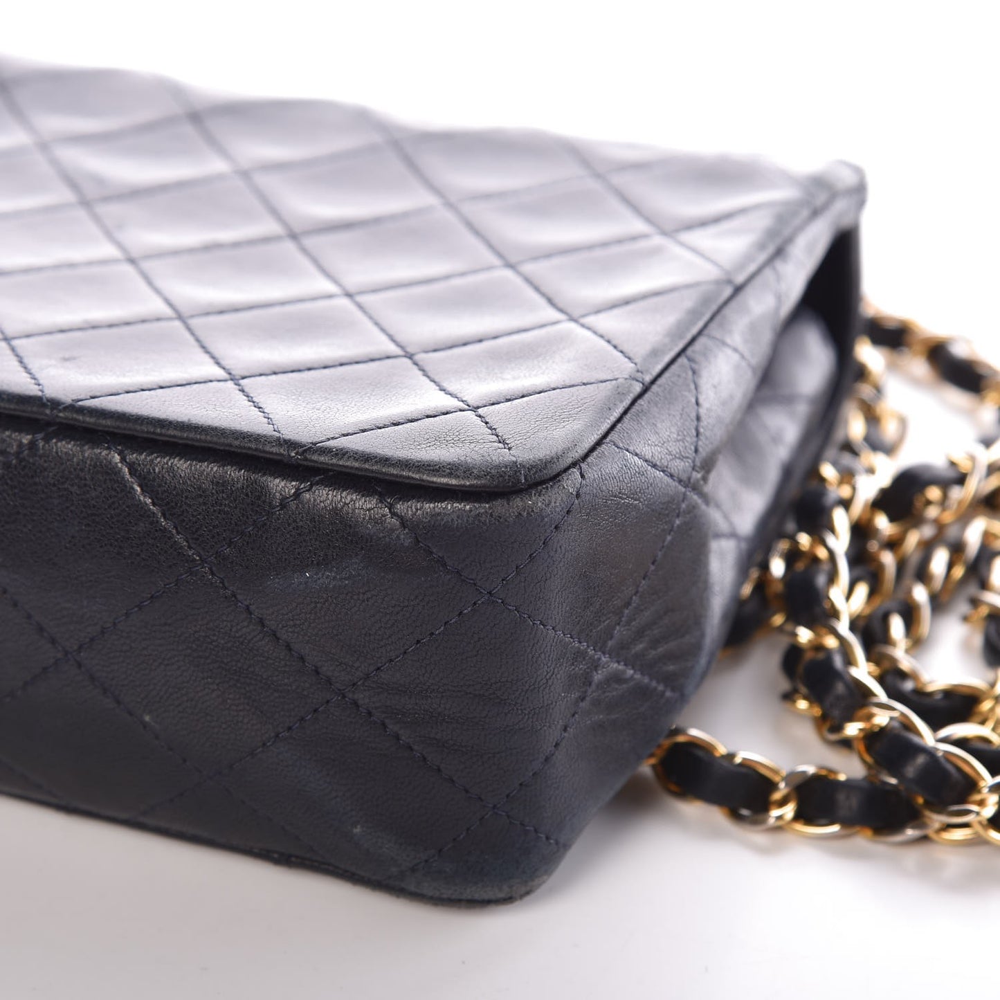 Lambskin Quilted Mini Square Flap Bag Navy