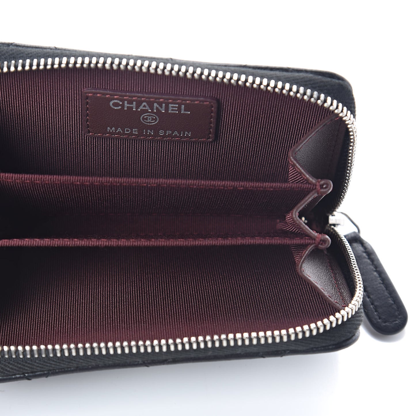 Lambskin Quilted Zip Coin Purse Black