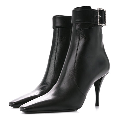 Saint Laurent Goatskin Crystal Buckle Claude 90 Ankle Booties 39.5 Black 3 of 9