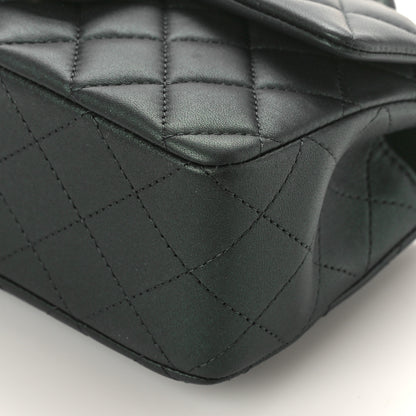 Chanel Iridescent Lambskin Quilted Mini Top Handle Rectangular Flap Dark Green 10 of 10