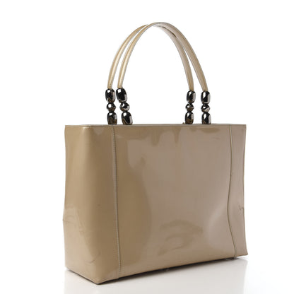 Christian Dior Patent Chrome Beaded Malice Tote Beige 3 of 22