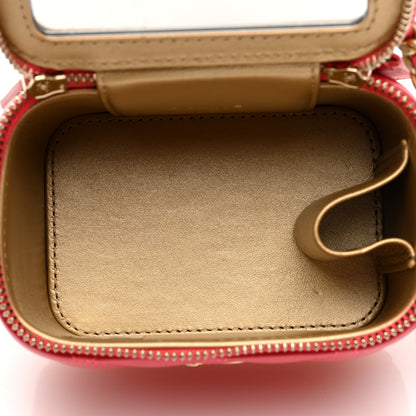 Chanel Lambskin Quilted Pearl Crush Mini Vanity Case With Chain Dark Pink 5 of 11