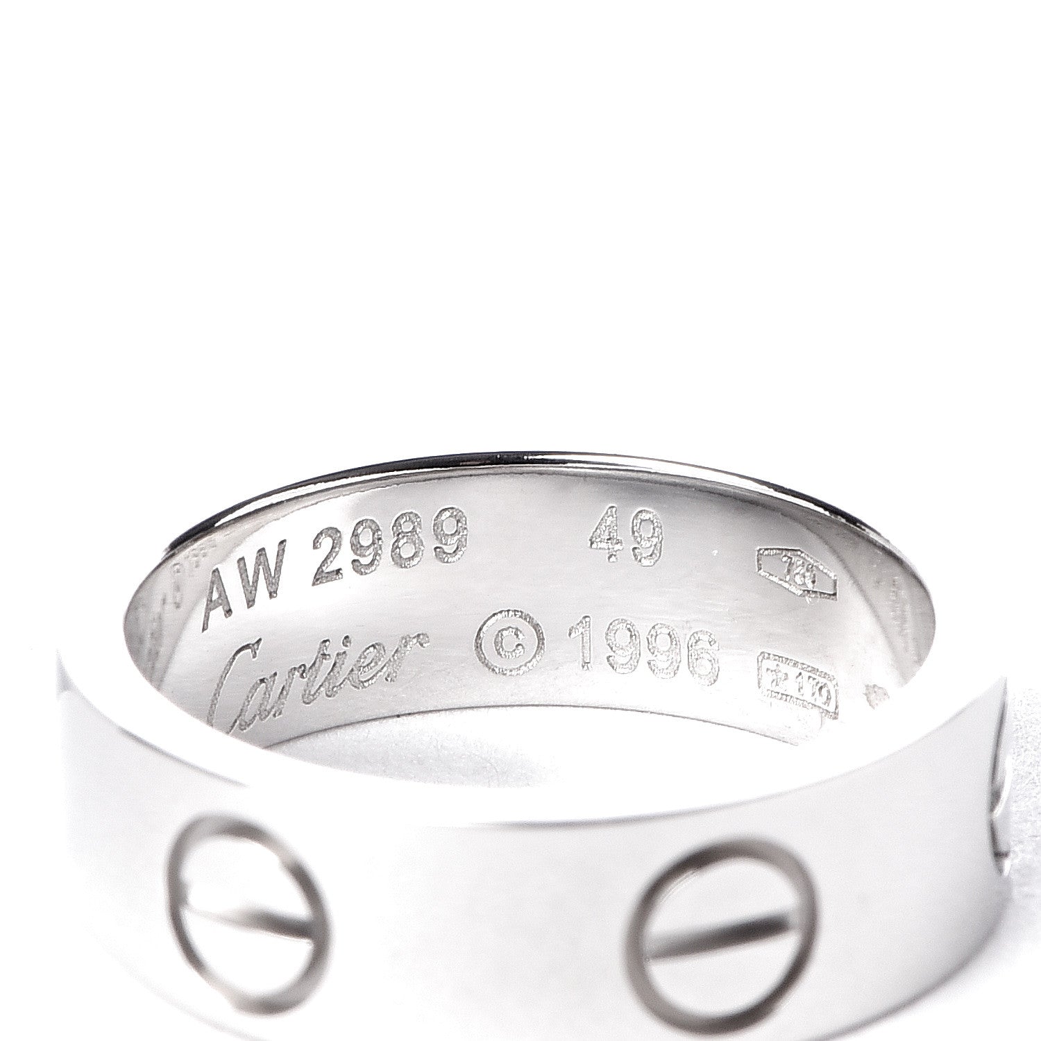 Cartier 18K White Gold 5.5mm LOVE Ring 49 4.75 4 of 5