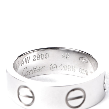 Cartier 18K White Gold 5.5mm LOVE Ring 49 4.75 4 of 5