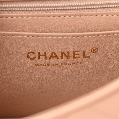 Chanel Lambskin Quilted Mini Top Handle Rectangular Flap Beige 6 of 10