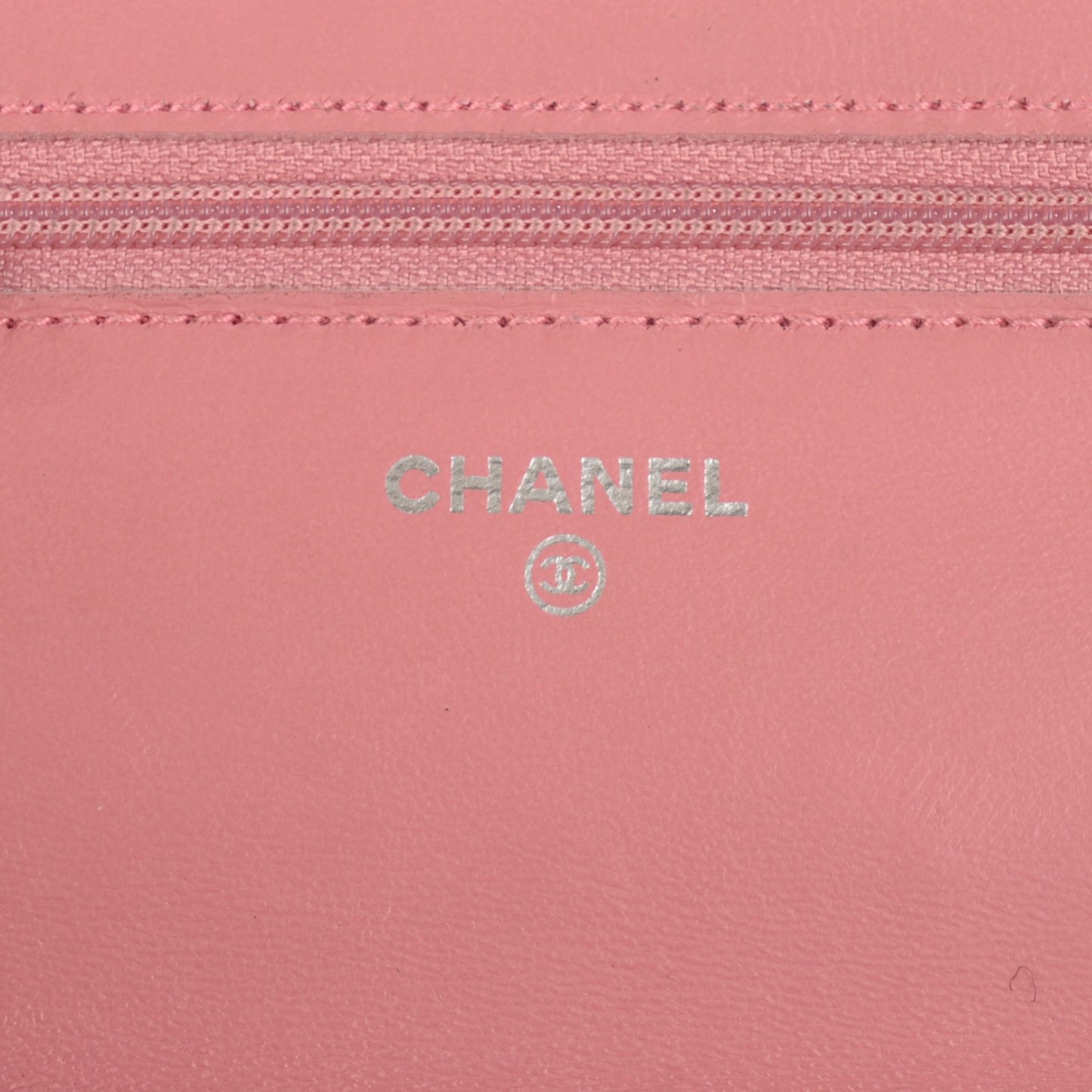 Lambskin Camellia Embossed Wallet on Chain WOC Pink