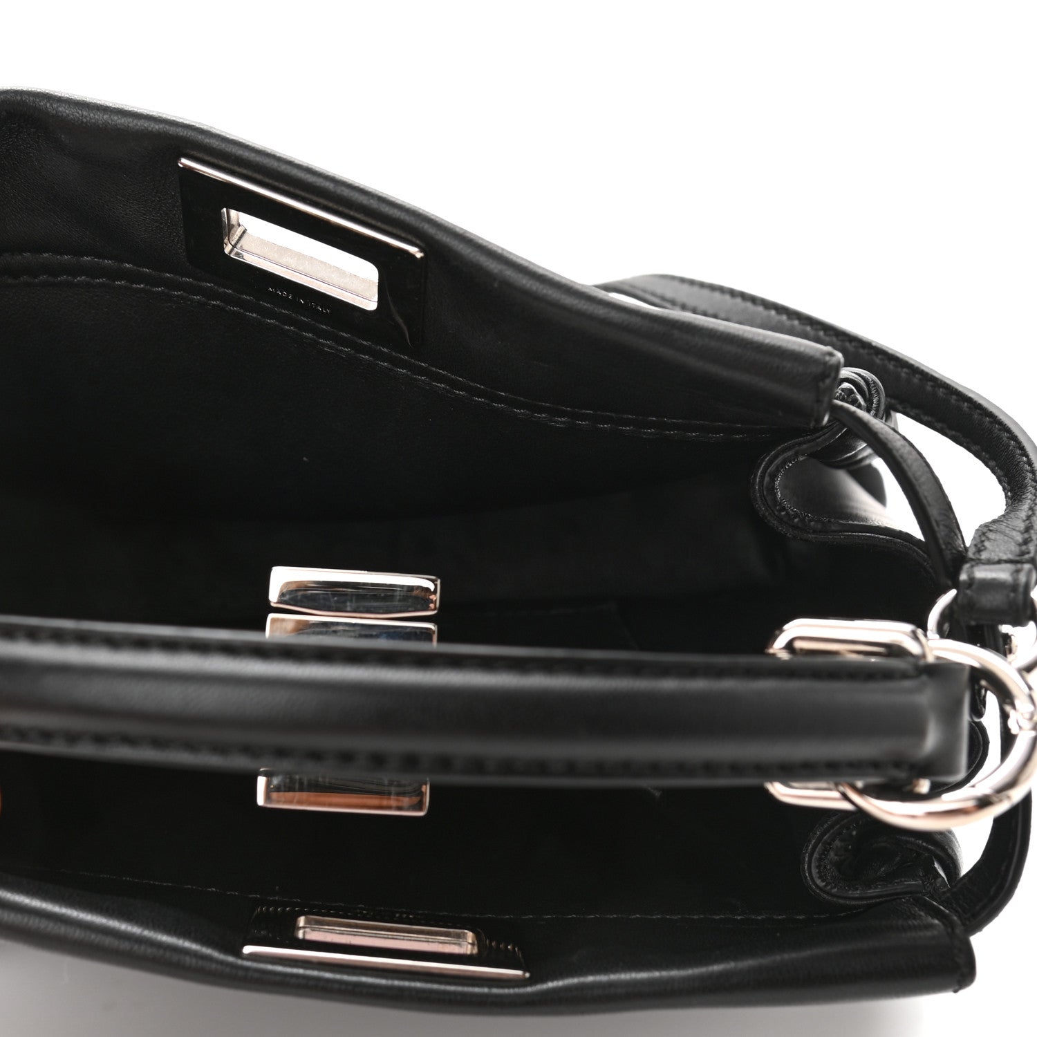 Fendi Nappa Lace Up Mini Peekaboo Iconic Satchel Black 5 of 11
