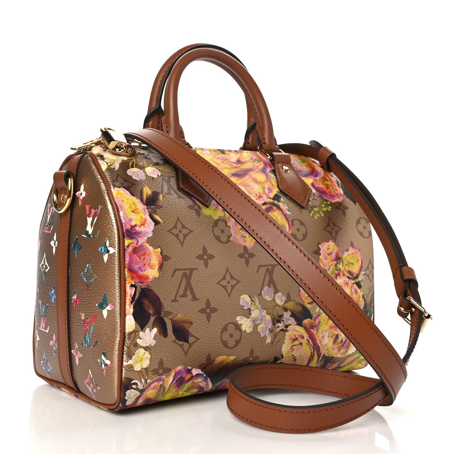 Metallic Monogram LV Garden Speedy Bandouliere 25 Gold