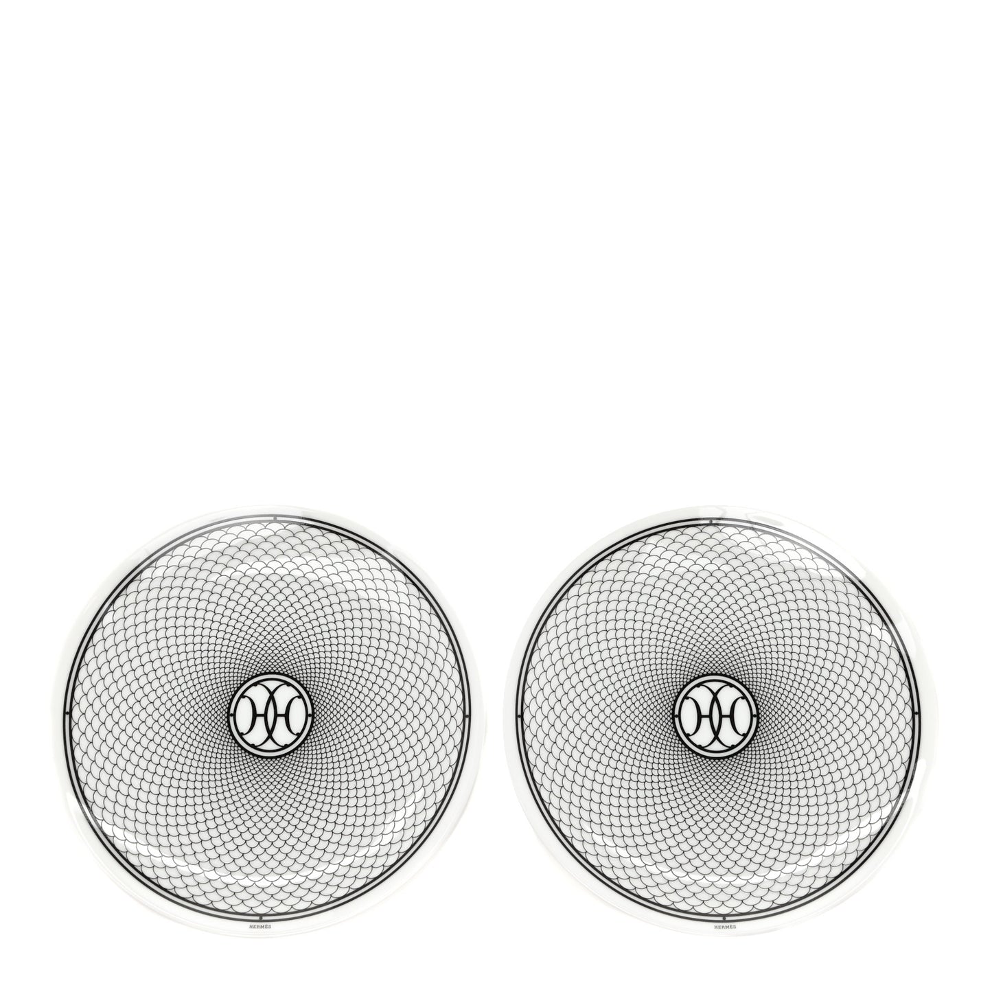 Porcelain H Deco Bread And Butter Plates Set of 2 Black White