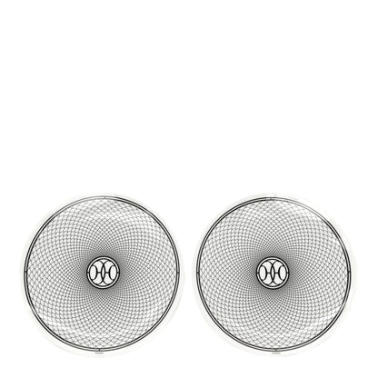 Hermes Porcelain H Deco Bread And Butter Plates Set of 2 Black White 1 of 5