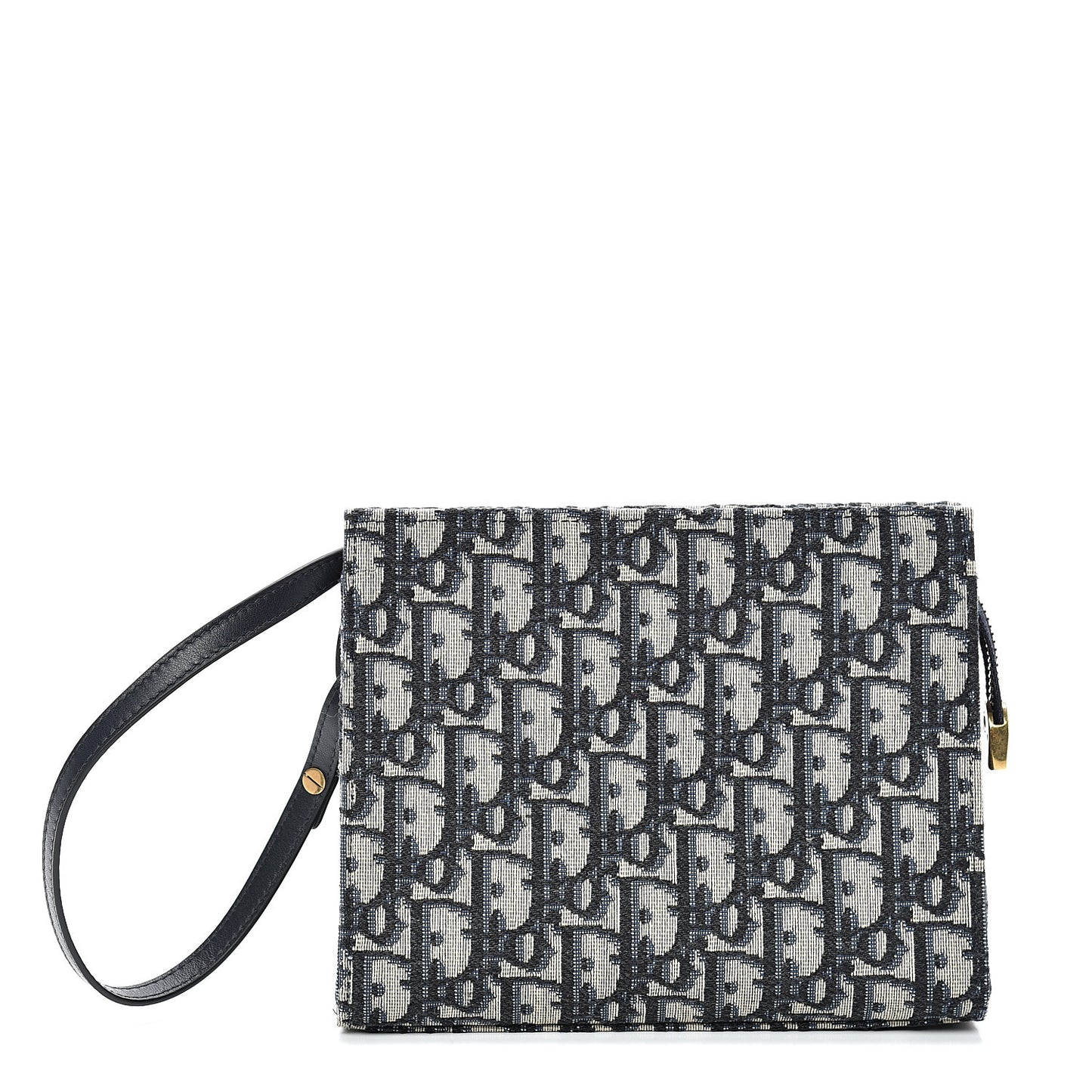 Oblique Zipped Pouch Clutch Blue