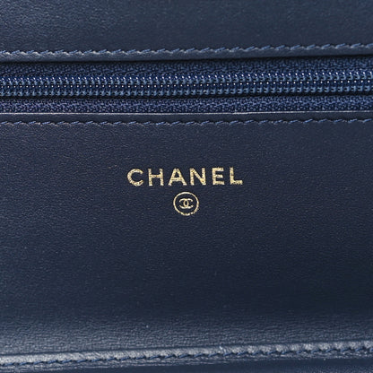 Chanel Caviar Quilted CC Filigree Wallet On Chain WOC Navy 6 of 10