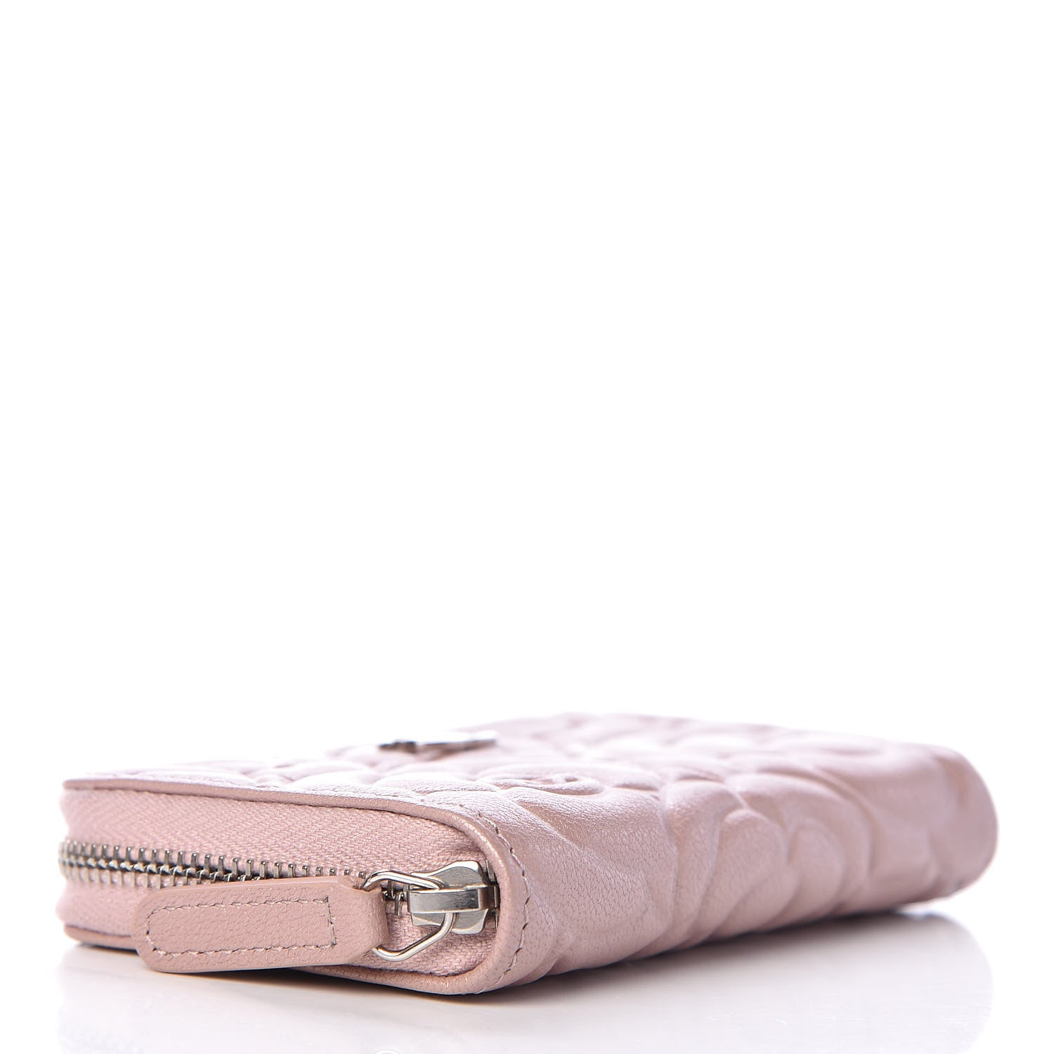 Chanel Goatskin Camellia Embossed Zip Coin Purse Pink 4 of 8
