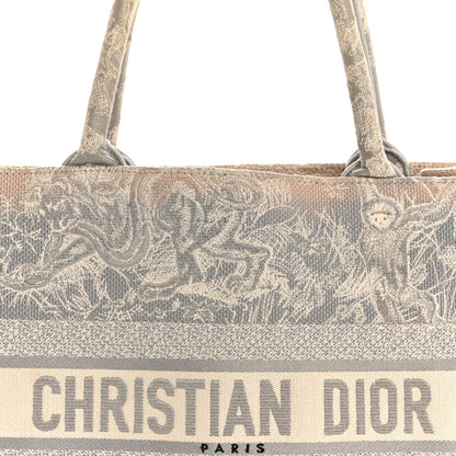 Christian Dior Canvas Embroidered Medium Dioriviera Toile De Jouy Book Tote Gray 8 of 14