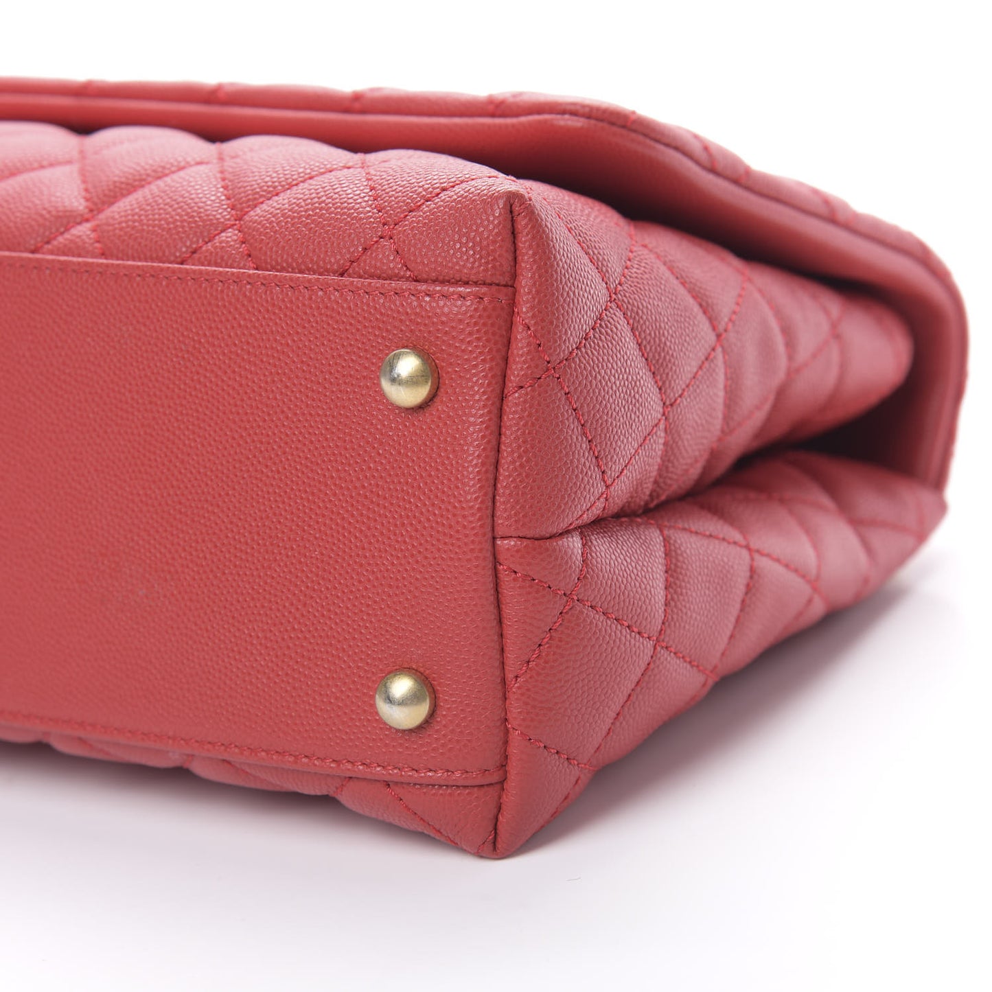 Caviar Quilted Small Coco Handle Flap Red