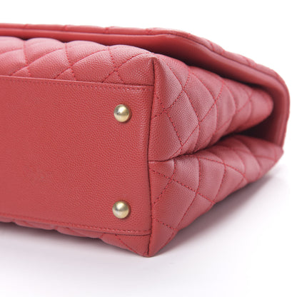 Chanel Caviar Quilted Small Coco Handle Flap Red 10 of 11