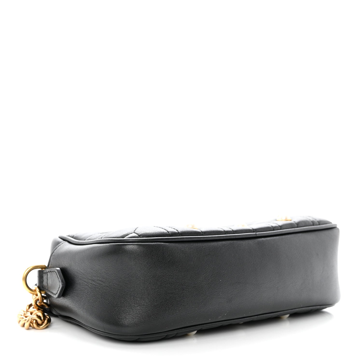 Gucci Calfskin Matelasse Studded Small Pearly GG Marmont Chain Shoulder Bag Black 4 of 10