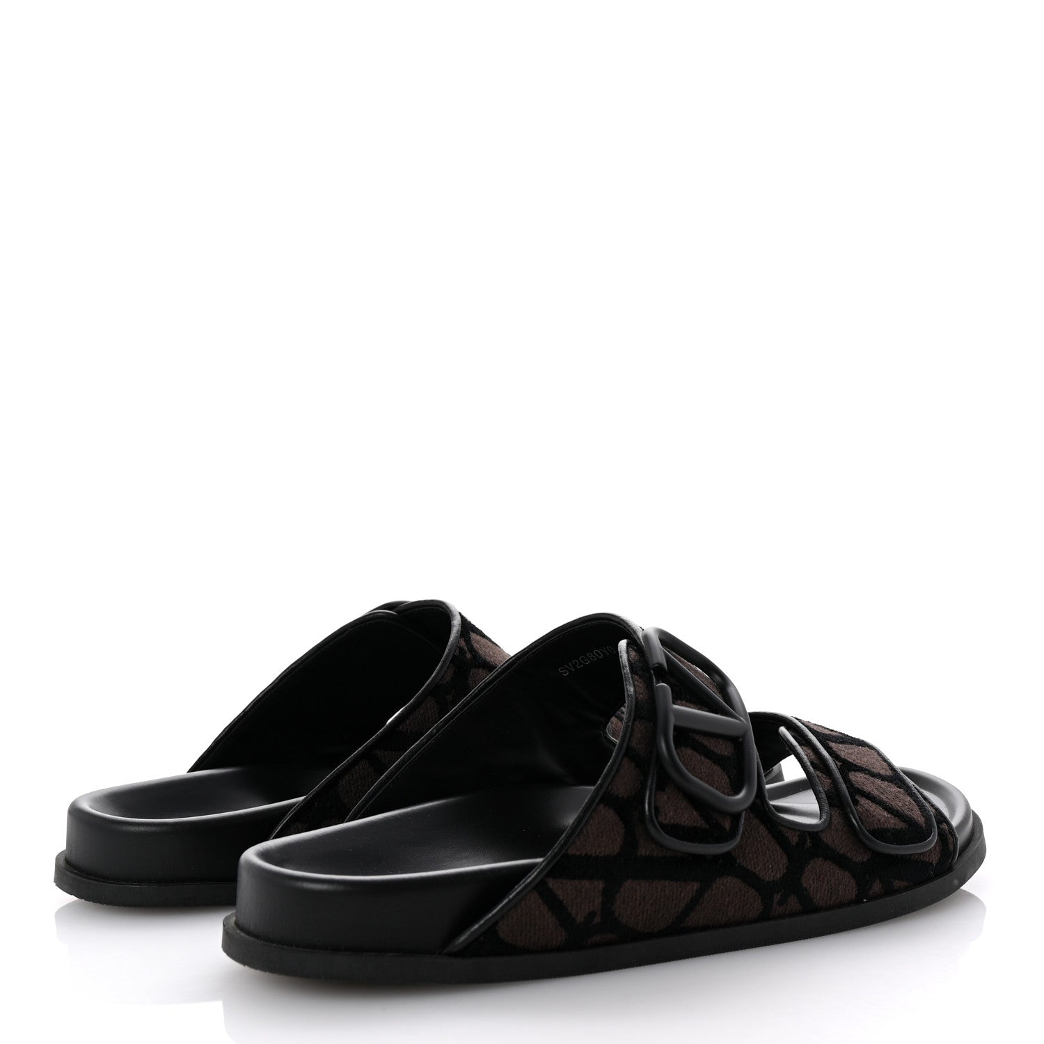 Valentino Garavani Toile Iconographe Vlogo Mens Double Strap Slide Sandals 43 Fondant Black 5 of 10