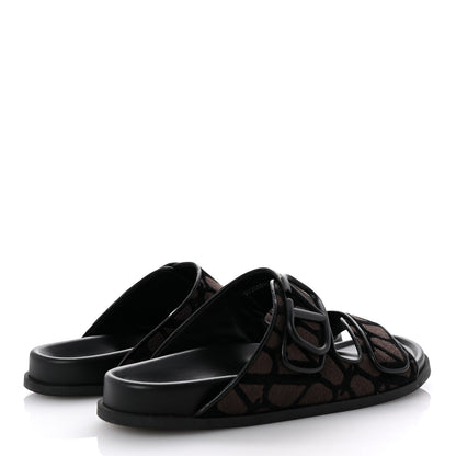 Valentino Garavani Toile Iconographe Vlogo Mens Double Strap Slide Sandals 43 Fondant Black 5 of 10