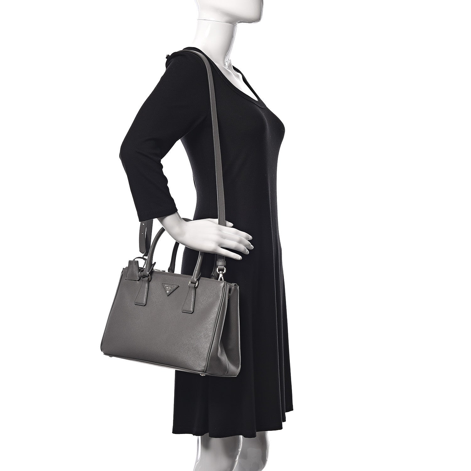 Prada Saffiano Small Galleria Double Zip Tote Marmo 2 of 10