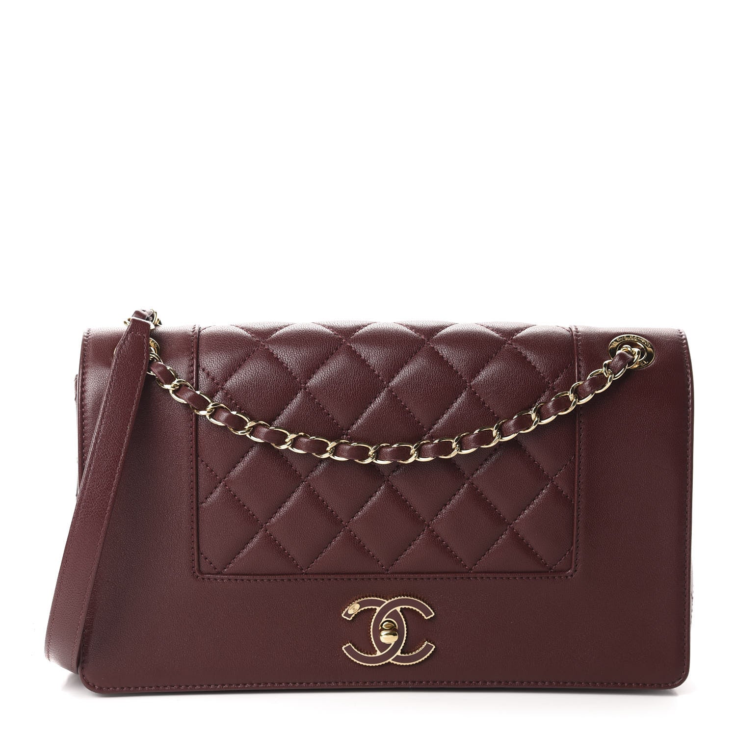 Chanel Sheepskin Quilted Vintage Mademoiselle Flap Dark Red 1 of 13