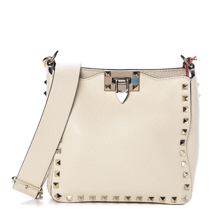 Valentino Garavani Pebbled Calfskin Mini Rockstud Flip-Lock Messenger Bag Light Ivory 1 of 6