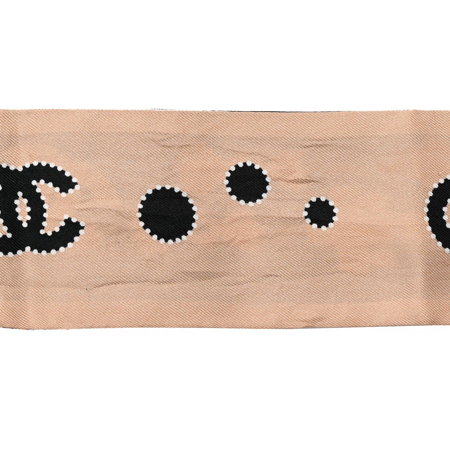 Chanel Silk CC Slim Bandeau Scarf Black Light Beige Ecru 4 of 5