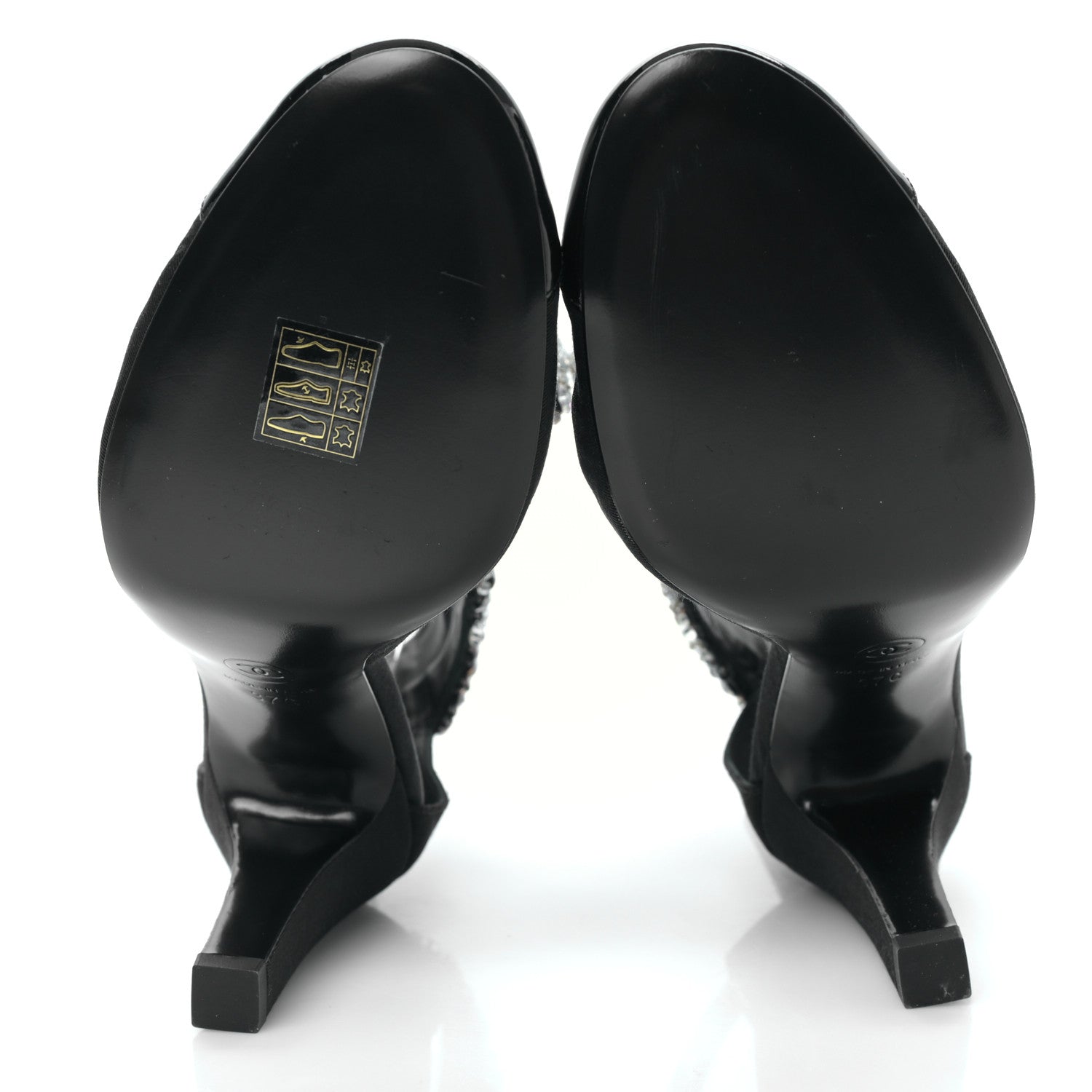 Chanel Crosgrain Patent Cap Toe Bow Crystal Pumps 37 Black 5 of 8