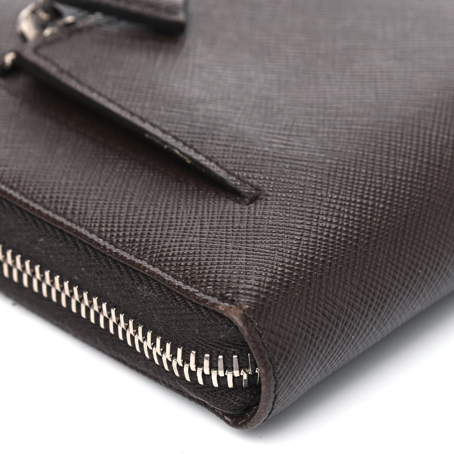 Saffiano Large Zip Around Travel Wallet Brown