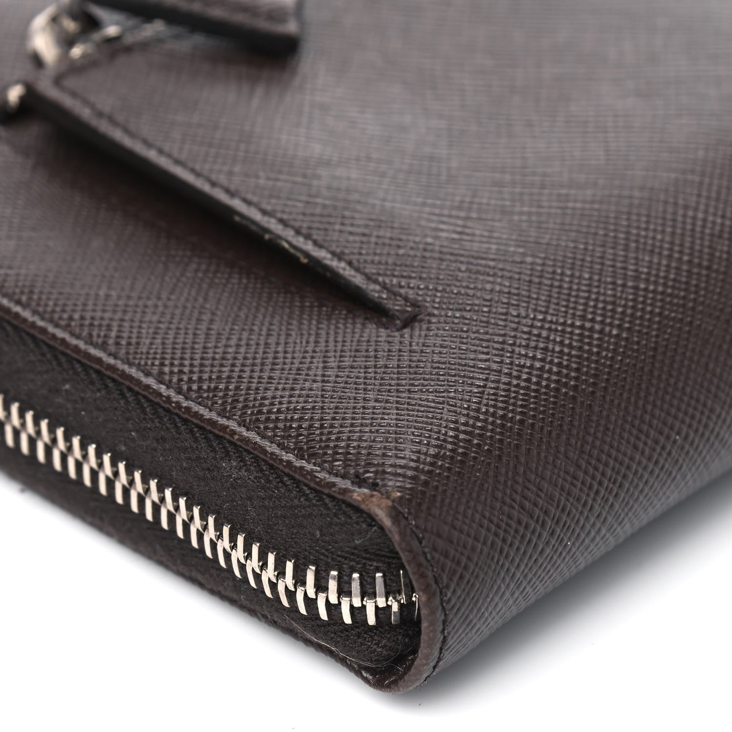 Prada Saffiano Large Zip Around Travel Wallet Brown 6 of 10