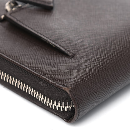 Prada Saffiano Large Zip Around Travel Wallet Brown 6 of 10
