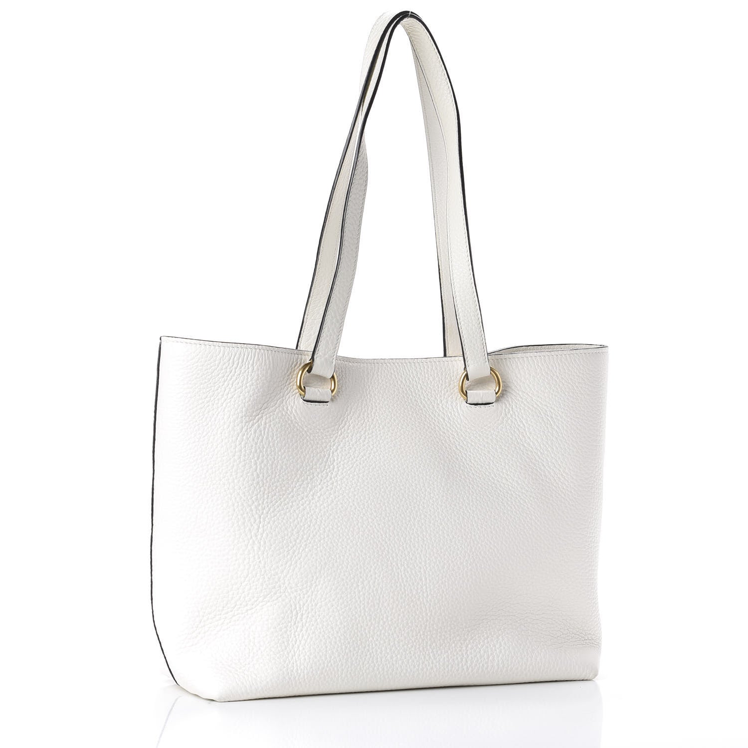 Prada Vitello Daino Embossed Logo Tote White 2 of 8