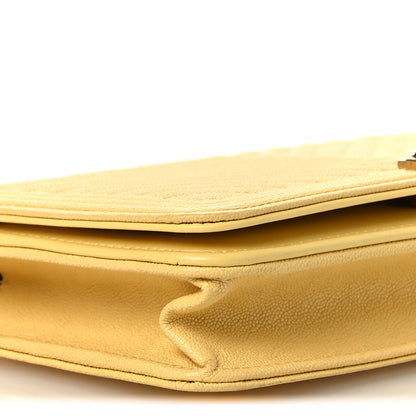 Chanel Caviar Chevron Quilted Boy Wallet On Chain WOC Yellow 10 of 14