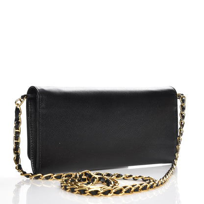 Prada Saffiano Metal Oro Chain Wallet Nero Black 3 of 7