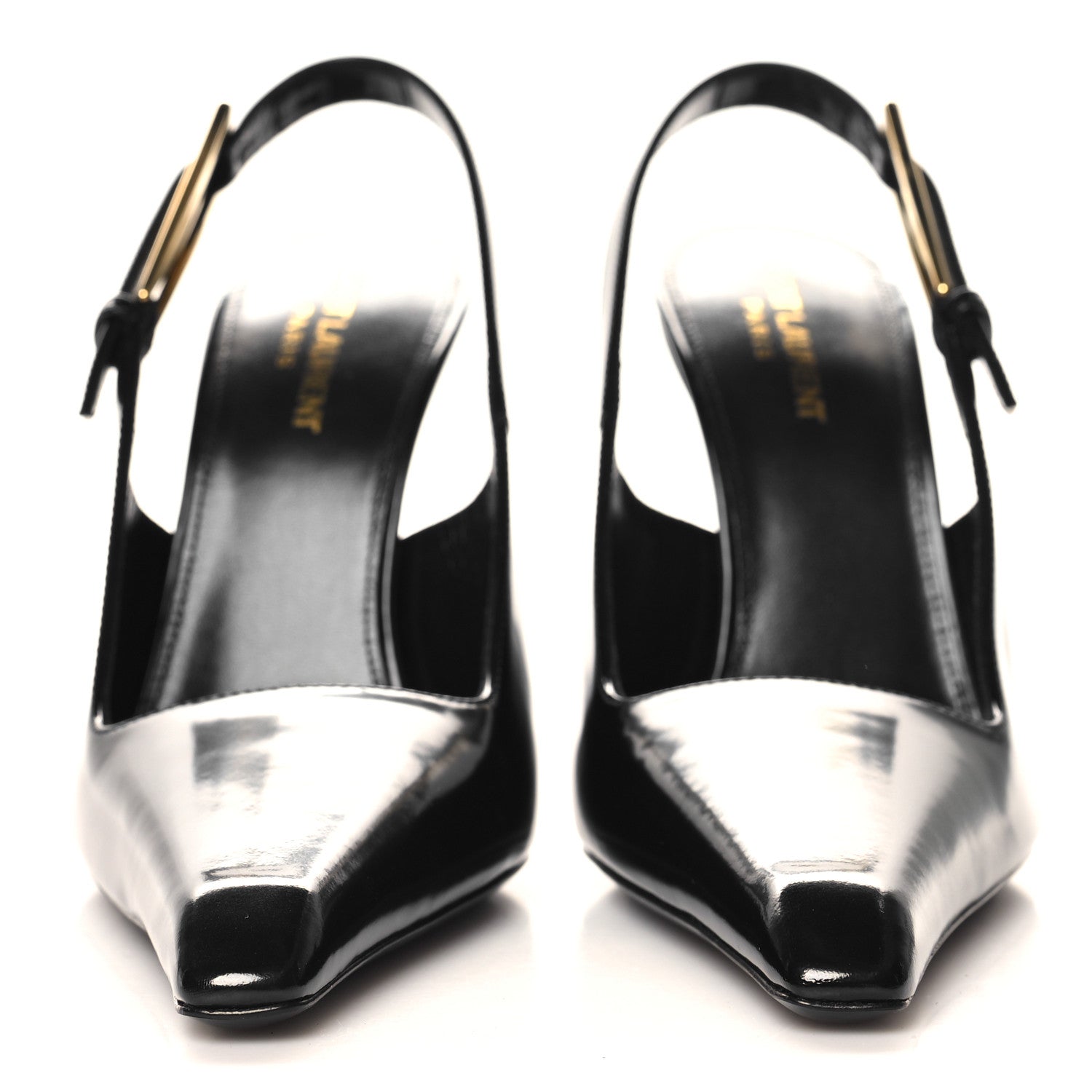 Saint Laurent Glazed Calfskin Lee Slingback Pumps 38.5 Black 3 of 10