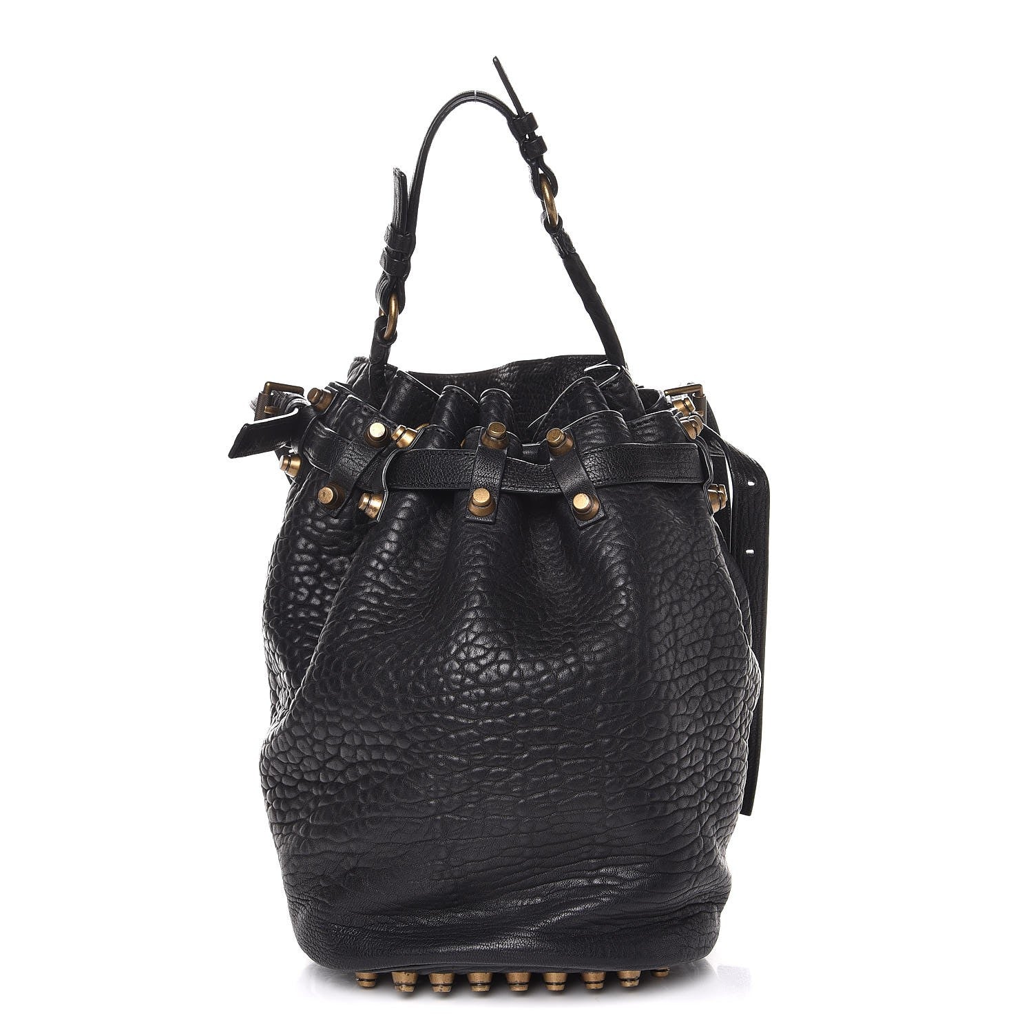 Alexander Wang Pebbled Lambskin Diego Bucket Bag Black Antique Brass Hardware 1 of 10