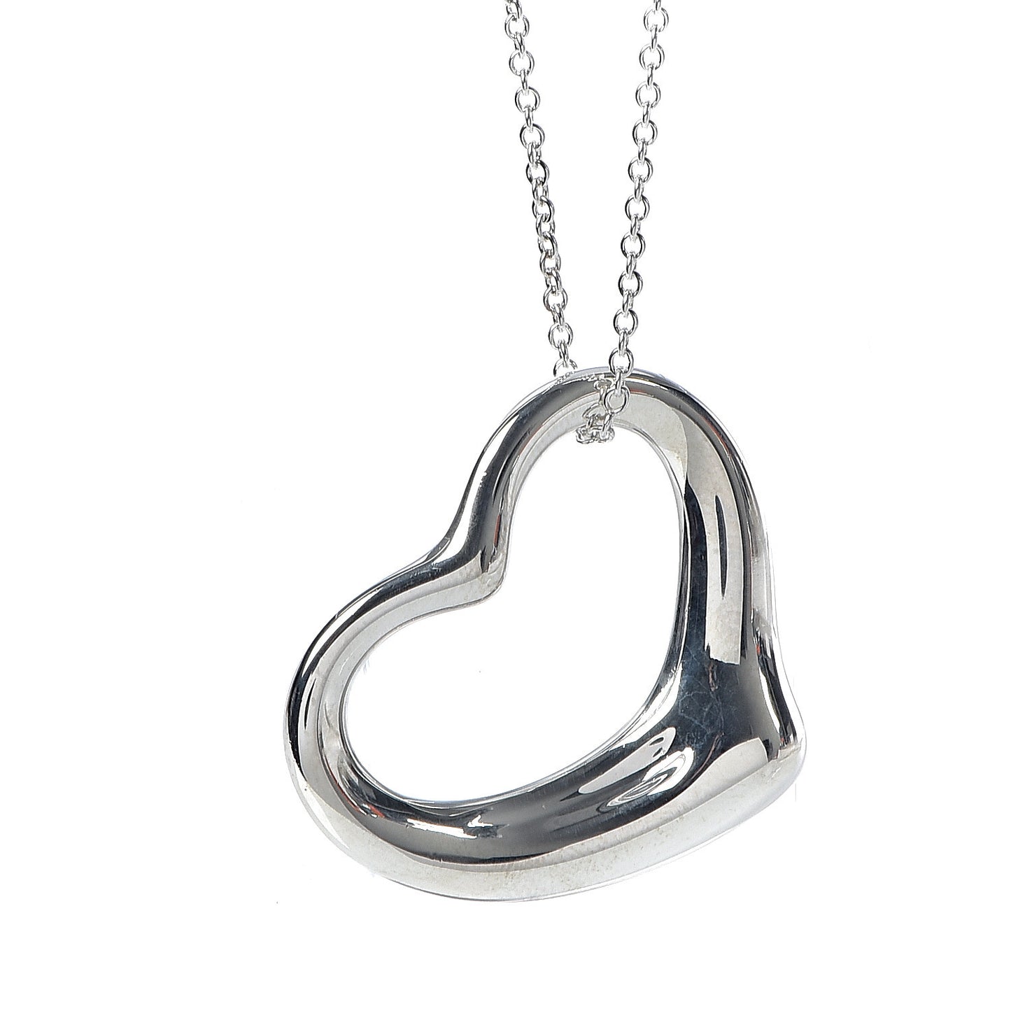 Sterling Silver 36mm Elsa Peretti Open Heart Pendant Necklace